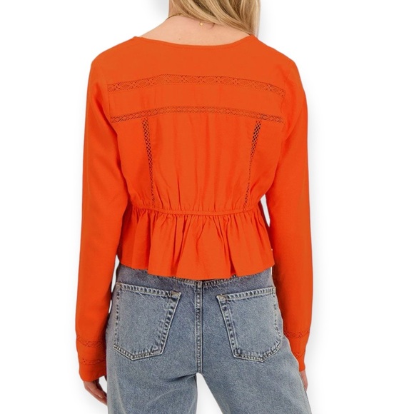 Zara orange cropped long sleeve crop top size S - Picture 3 of 11